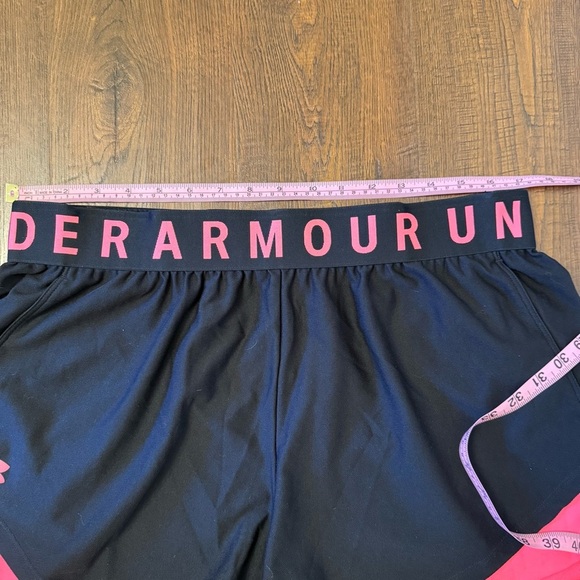 Under Armour Women's Black and Pink Shorts - Picture 3 of 4